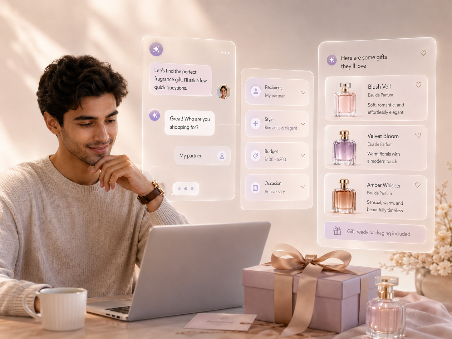 Gift buyer choosing fragrance with confidence